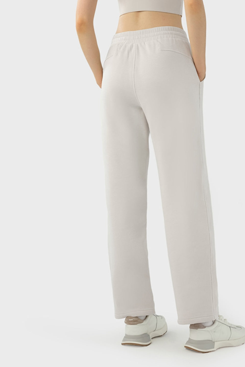 Elevate Lounge High-Rise Fleece Straight Leg Sweats - Biege