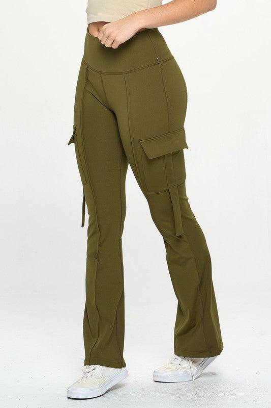 Asana Luxe High-Waist Flare Cargos