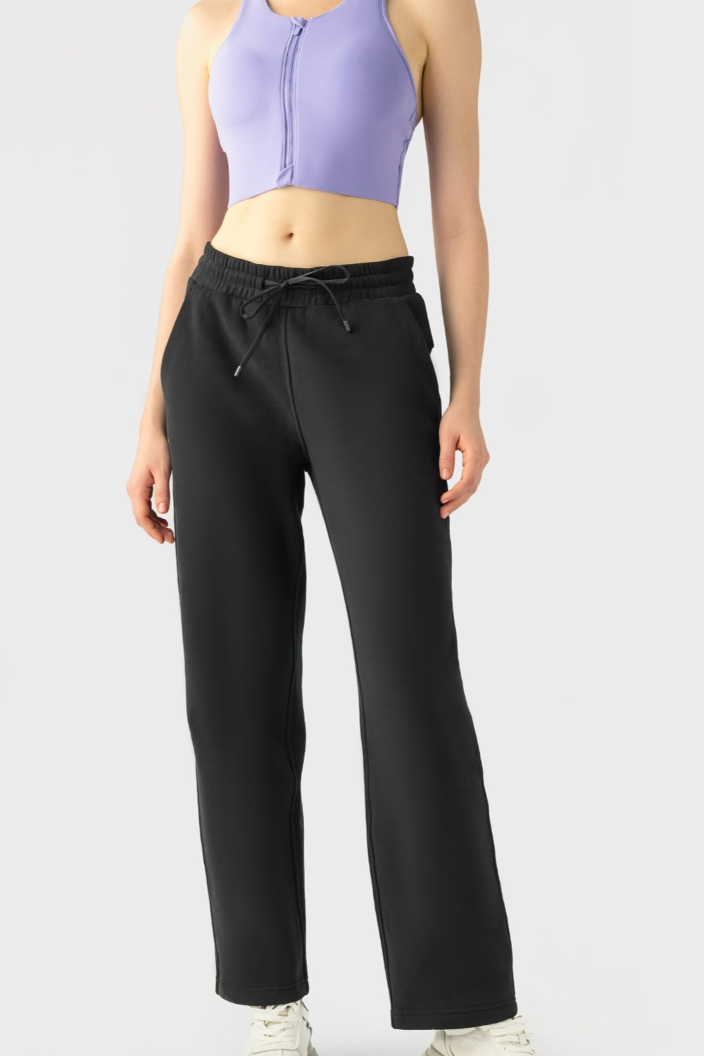 Elevate Lounge High-Rise Fleece Straight Leg Sweats - Biege