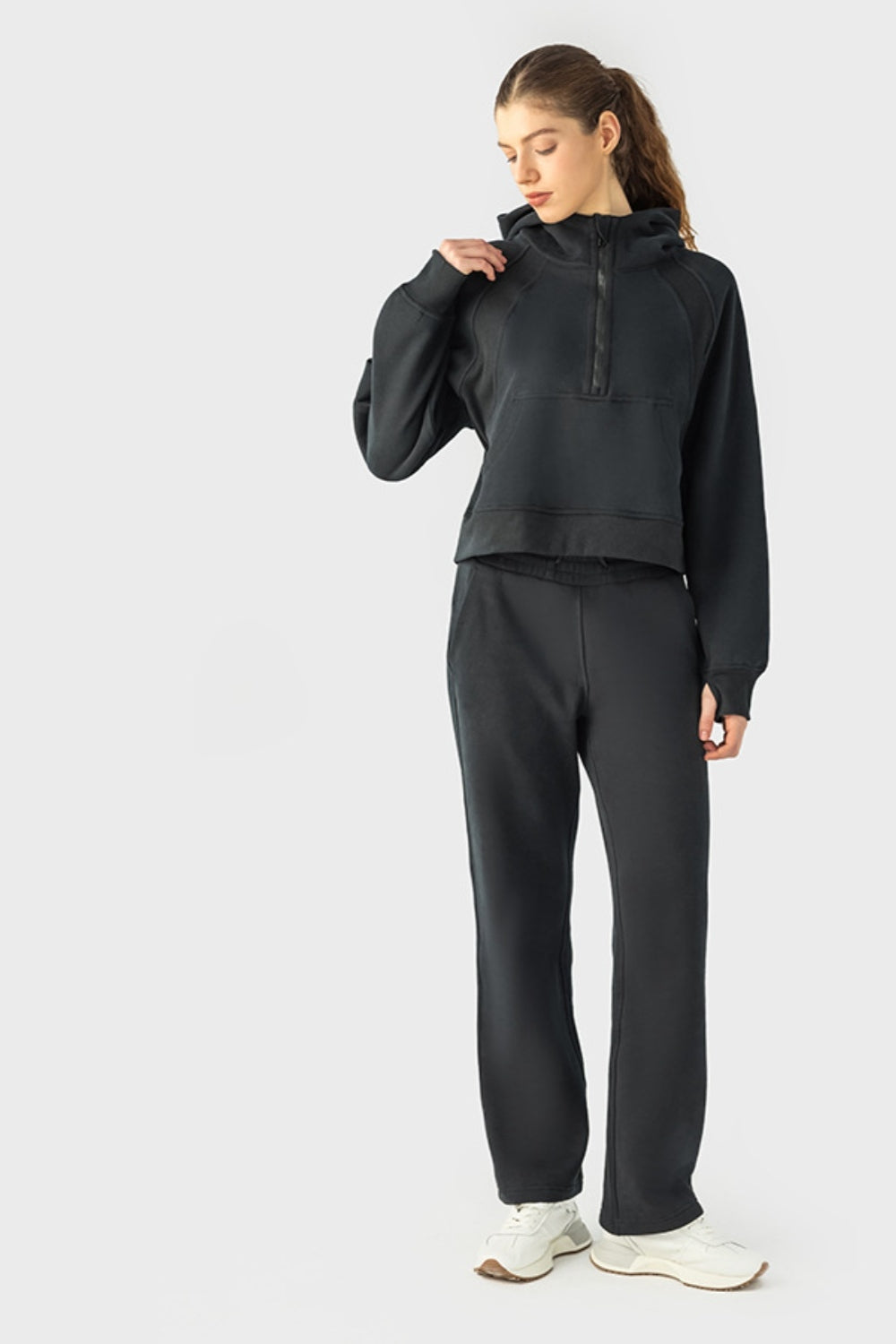 Elevate Lounge High-Rise Fleece Straight Leg Sweats - Biege