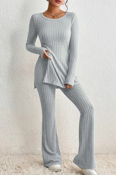 Cozy Ribbed Elegance Two-Piece Set