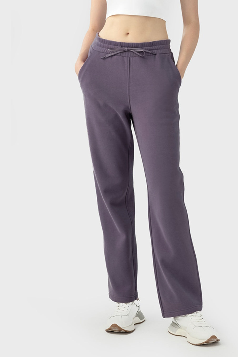 Elevate Lounge High-Rise Fleece Straight Leg Sweats - Biege