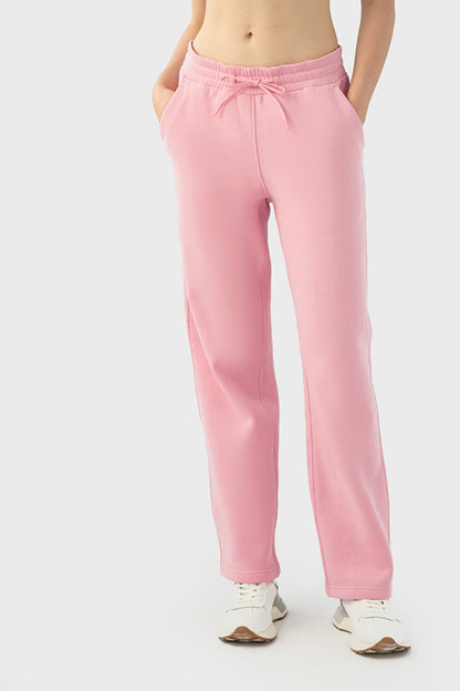 Elevate Lounge High-Rise Fleece Straight Leg Sweats - Biege