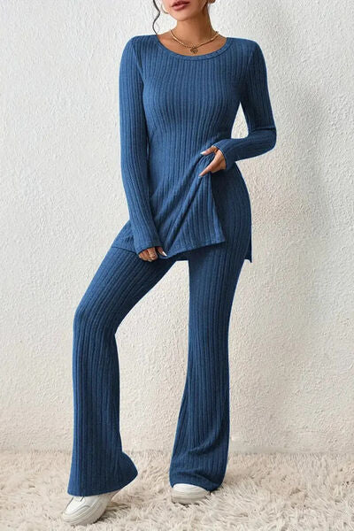 Cozy Ribbed Elegance Two-Piece Set