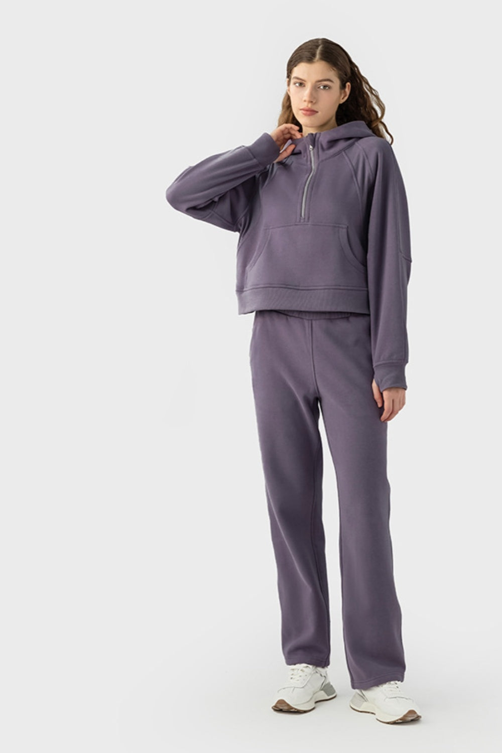 Elevate Lounge High-Rise Fleece Straight Leg Sweats - Biege