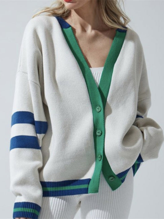 Vintage Charm Cotton-Blend Cardigan - Green