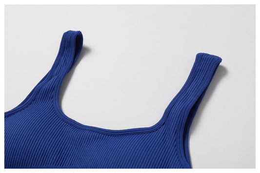 First Day Back Square Neck Active Tank- Klein Blue