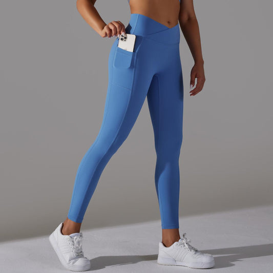 Nothing Else Matters Cross Waist Yoga Pants- Dark Blue