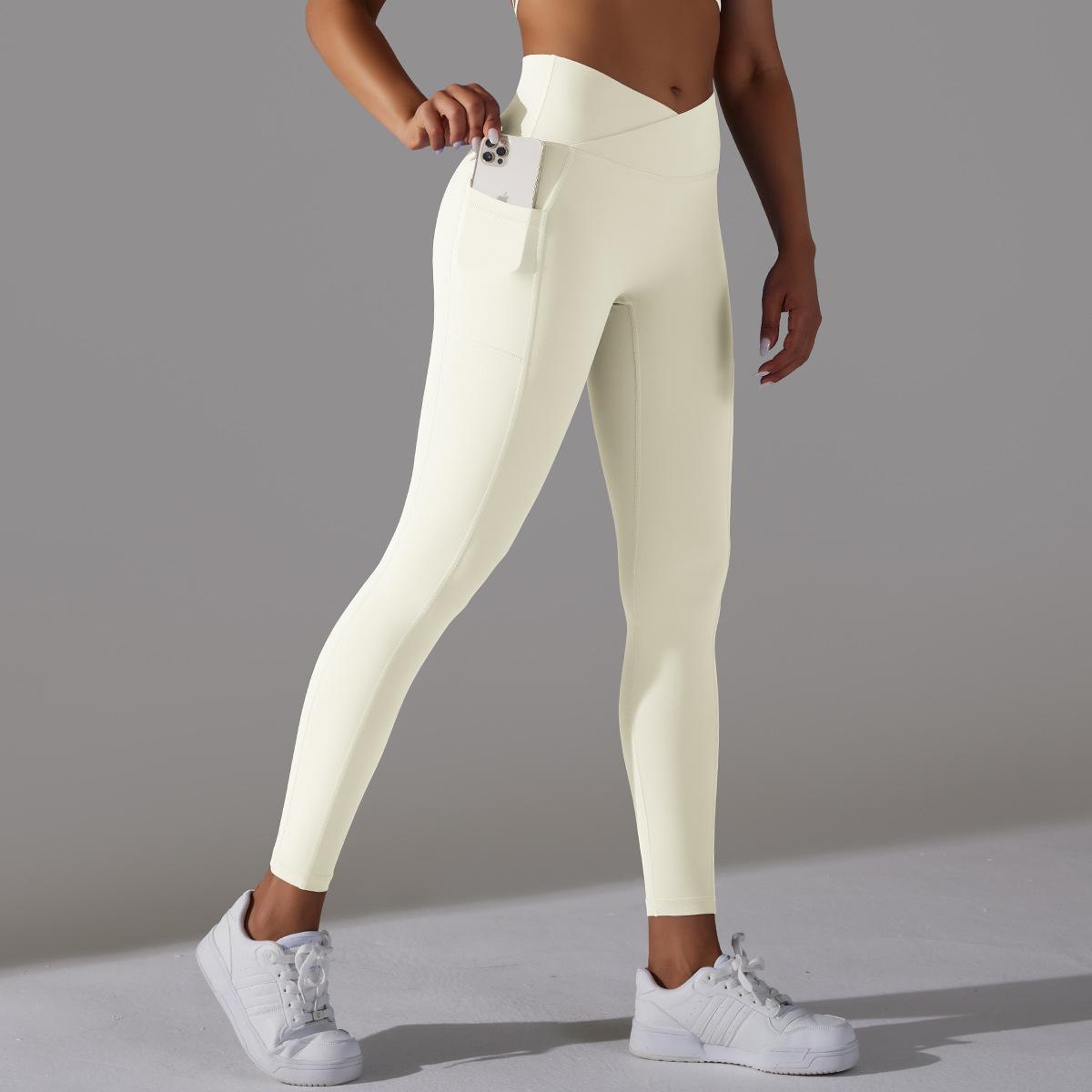 Nothing Else Matters Cross Waist With Pocket Yoga Pants - Light Green