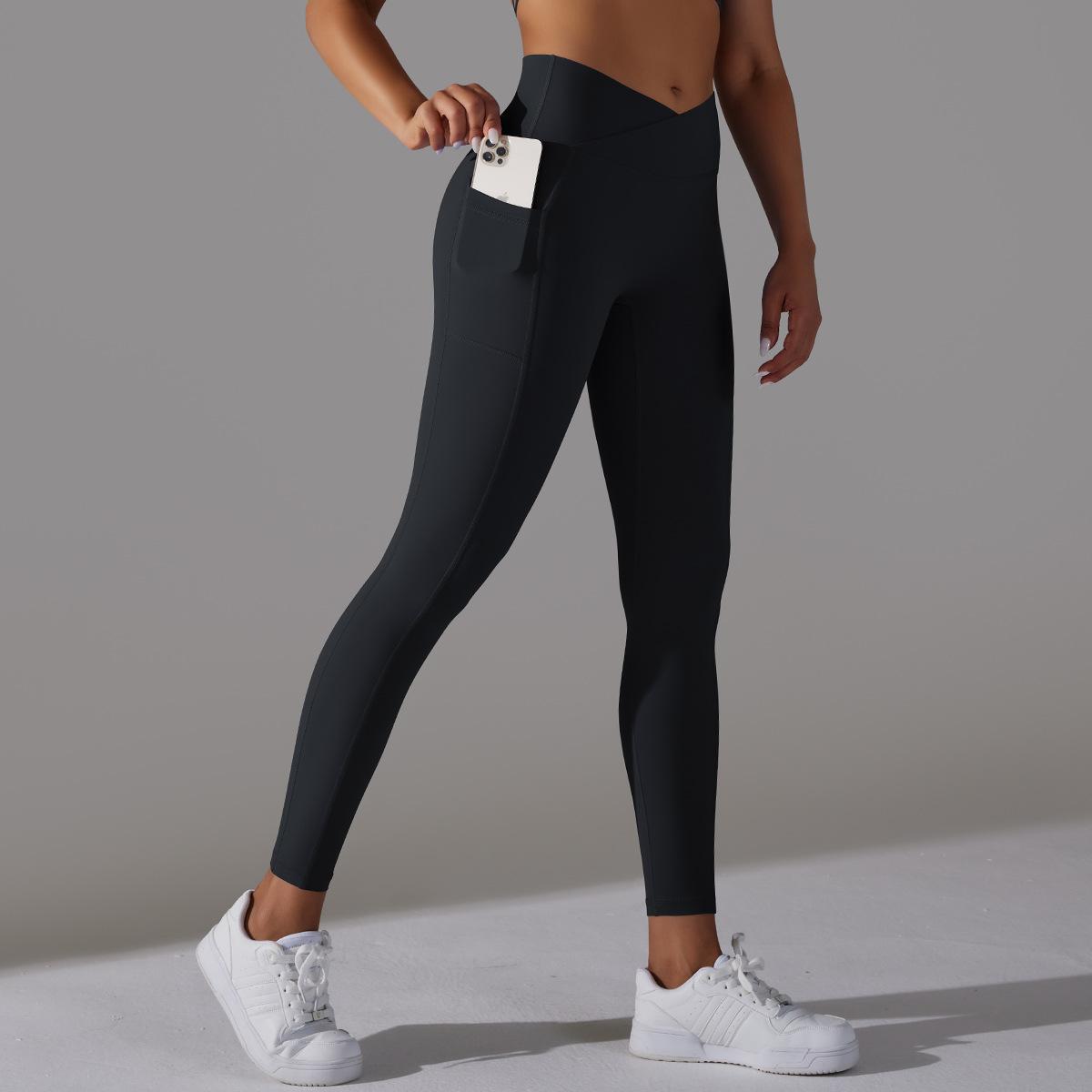 Nothing Else Matters Cross Waist Yoga Pants- Dark Blue