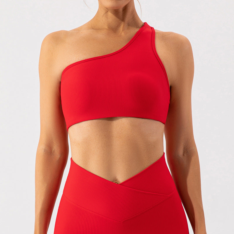 Asymmetrical Such A Shock Ribbed Sports Top