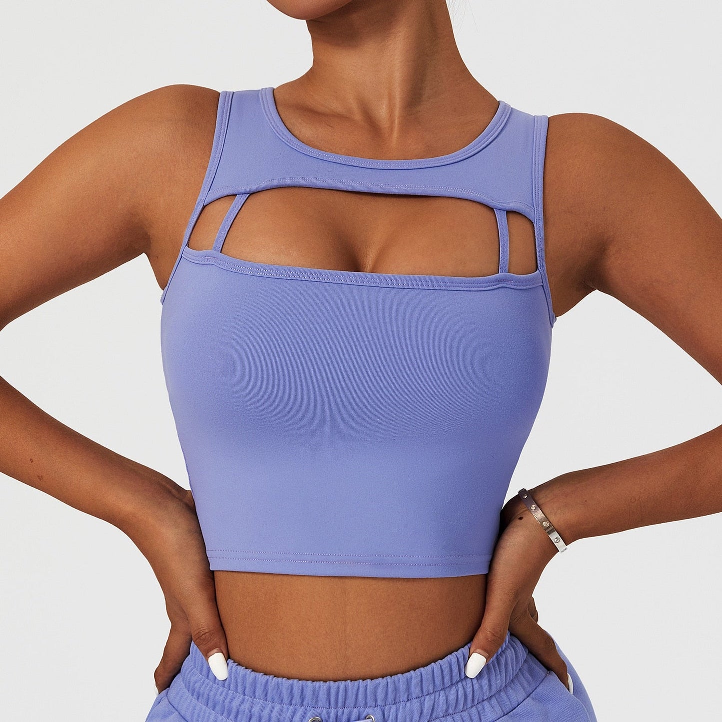 High Impact Openwork Gym  Crop Top - White