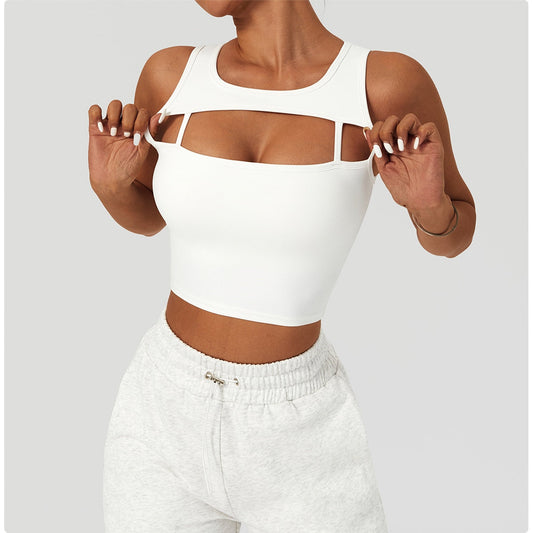 High Impact Openwork Gym  Crop Top - White