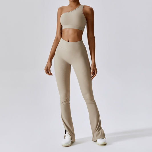 Cross Bodty Flare Leggings  2PCS Tracksuit -Linen