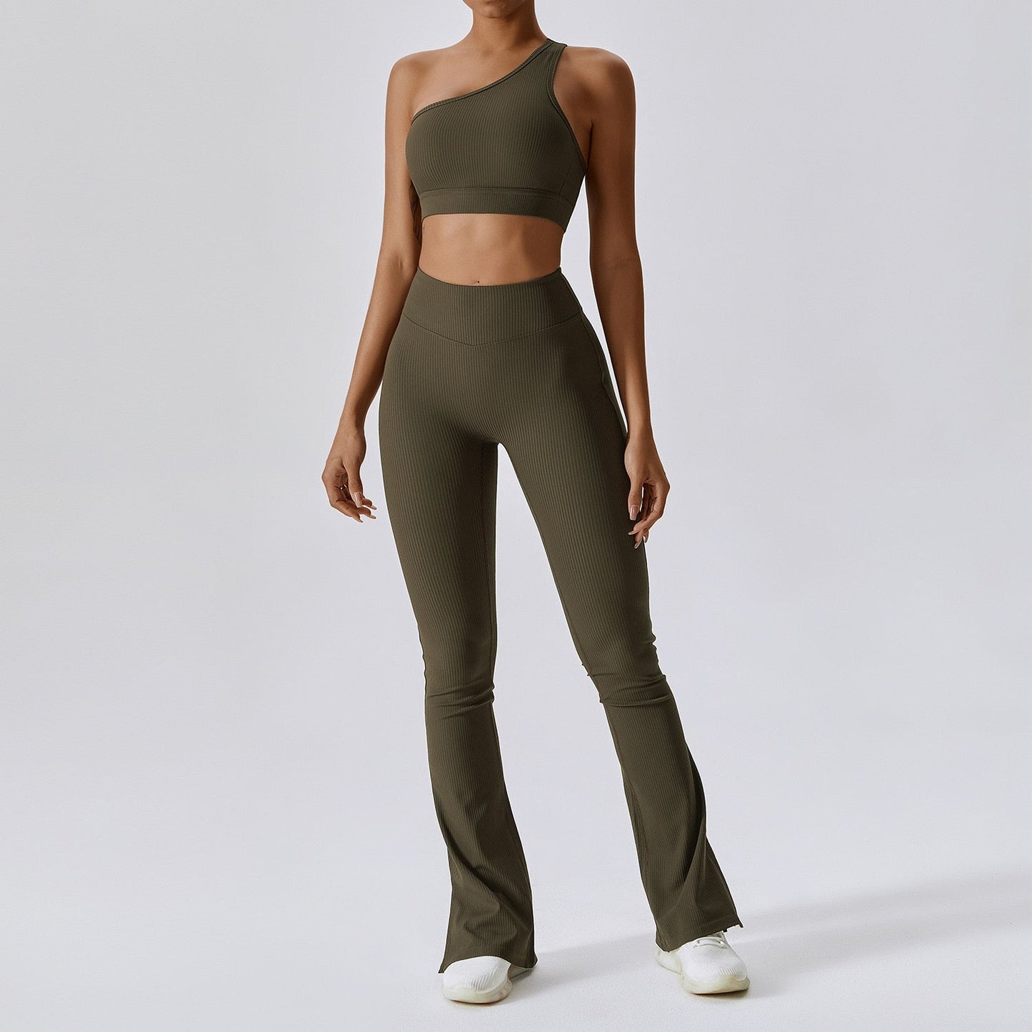 Cross Bodty Flare Leggings  2PCS Tracksuit -Linen