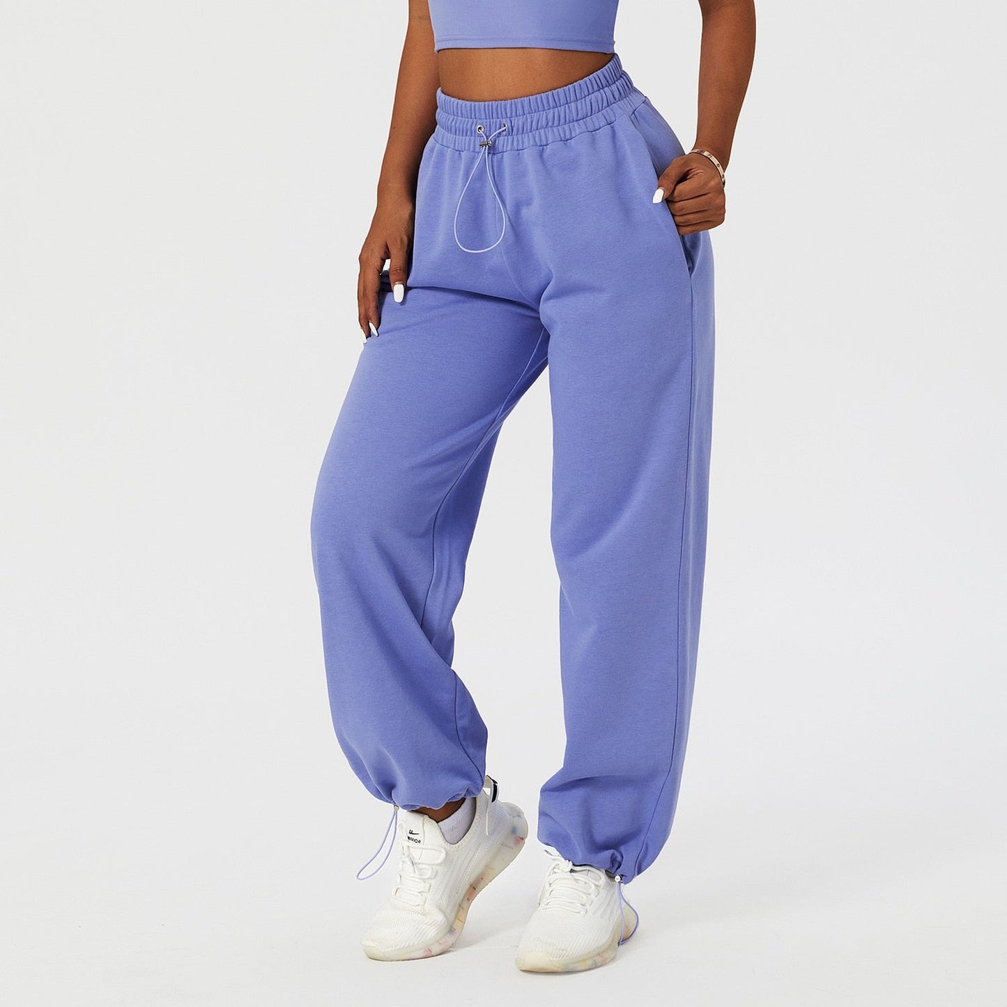 Drawstring Waist Loose Sweatpants- Retro Green