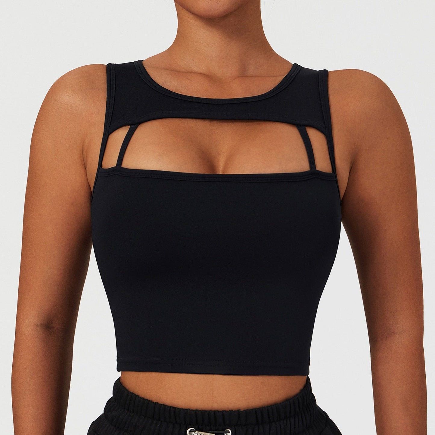 High Impact Openwork Gym  Crop Top - White