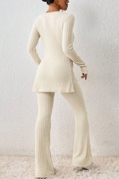 Cozy Ribbed Elegance Two-Piece Set