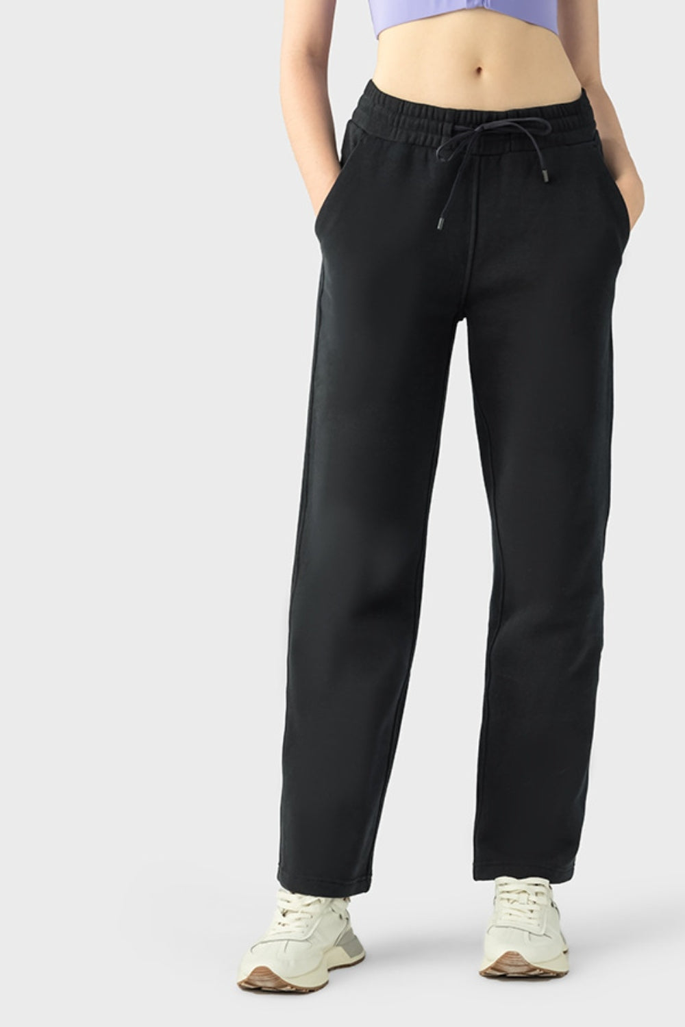 Elevate Lounge High-Rise Fleece Straight Leg Sweats - Biege