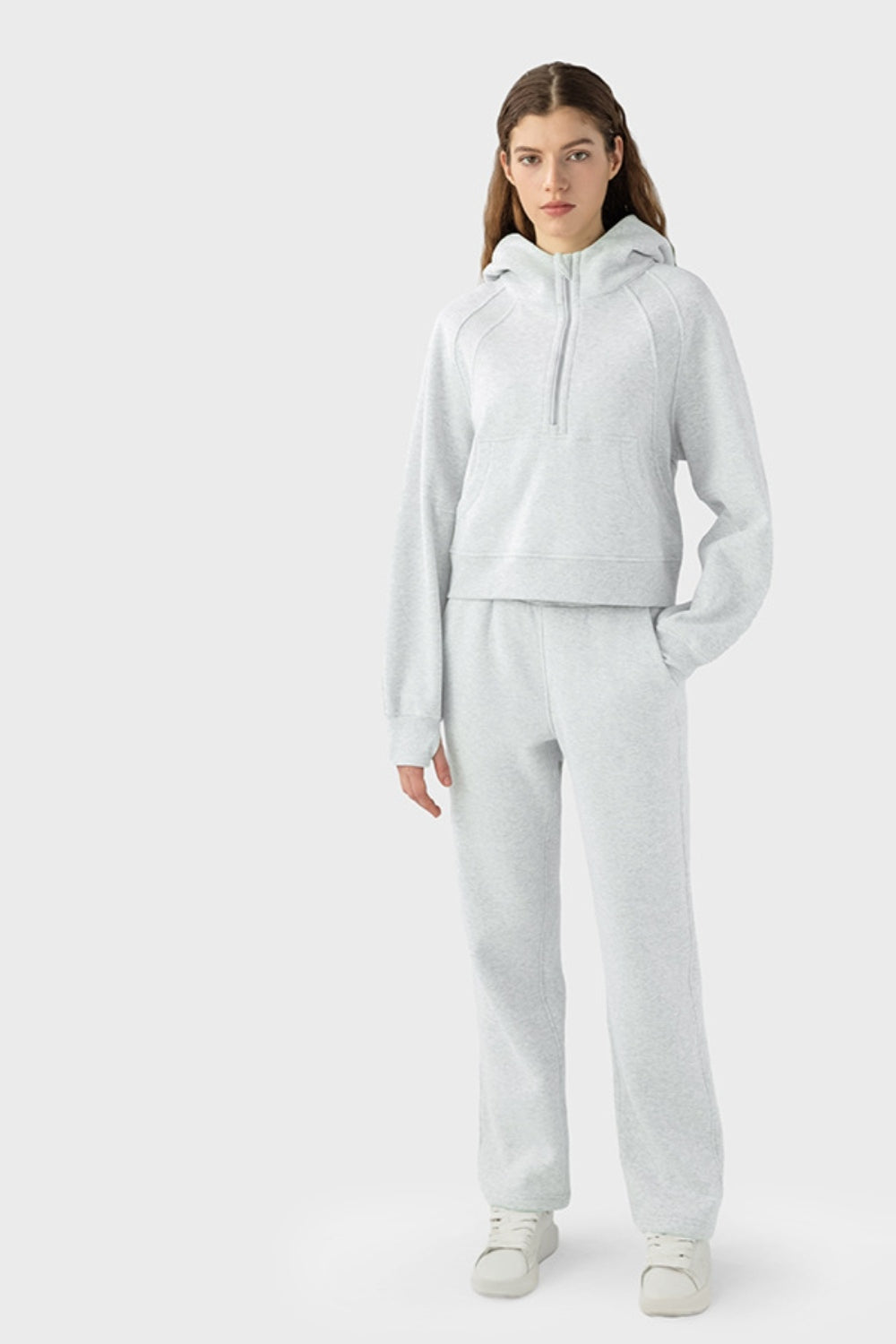 Elevate Lounge High-Rise Fleece Straight Leg Sweats - Biege