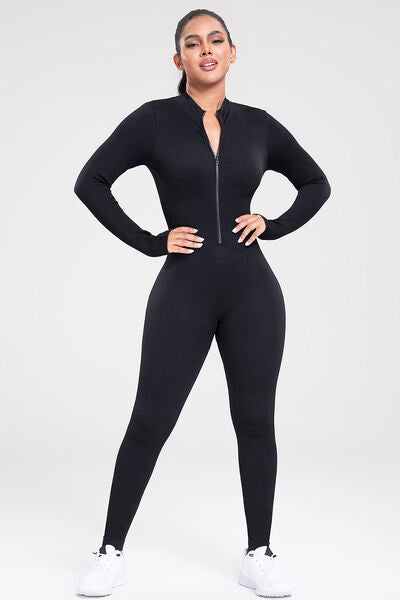 NovuFit Zip Up Ribbed Long Sleeve  Jumpsuit