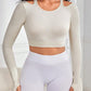 Cutout Round Neck Long Sleeve Active Top