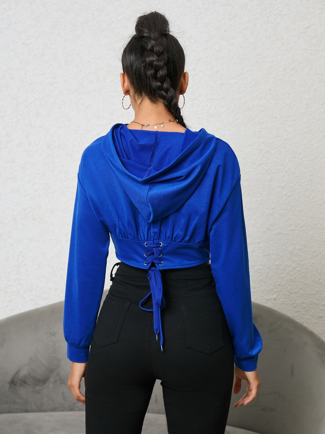 Azure Rush Cropped Hoodie