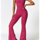 Wide Strap Bootcut Slit Active Jumpsuit