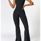 Wide Strap Bootcut Slit Active Jumpsuit