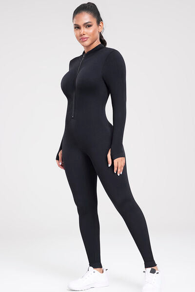 NovuFit Zip Up Ribbed Long Sleeve  Jumpsuit