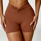 Twisted High Waist Active Shorts with Pockets