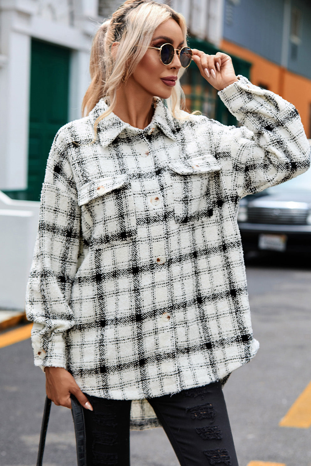 Plaid Dropped Shoulder Flannel Shirt