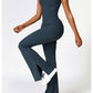 Wide Strap Bootcut Slit Active Jumpsuit