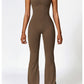 Wide Strap Bootcut Slit Active Jumpsuit