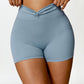 Twisted High Waist Active Shorts with Pockets