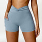 Twisted High Waist Active Shorts with Pockets