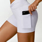 Twisted High Waist Active Shorts with Pockets