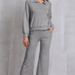 Half Zip Collared Neck Sweatshirt and Pants Set