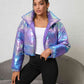 Gradient Zip-Up Collared Puffer Jacket