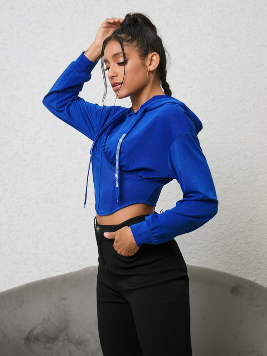 Azure Rush Cropped Hoodie