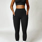 Ruched Halter Neck Bra and Pocketed Leggings Active Set