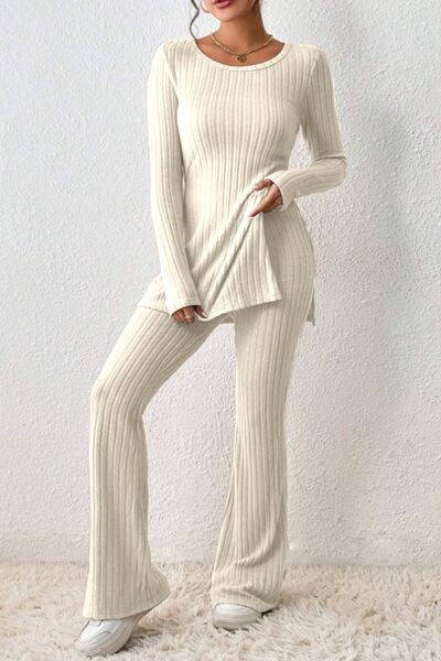 Cozy Ribbed Elegance Two-Piece Set