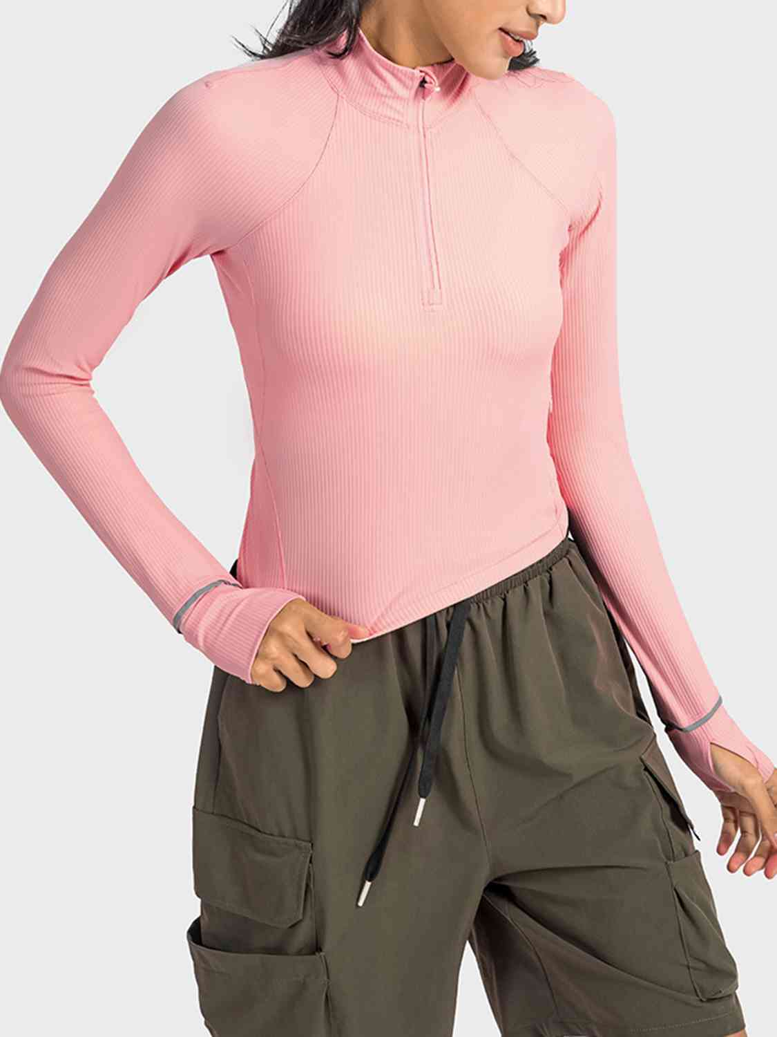 Mock Neck Half Zip Long Sleeve Sport Top