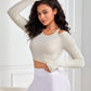 Cutout Round Neck Long Sleeve Active Top