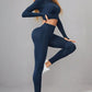 Mock Neck Long Sleeve Top and Pants Active Set