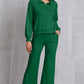 Half Zip Collared Neck Sweatshirt and Pants Set