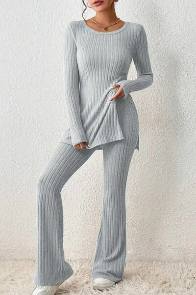 Cozy Ribbed Elegance Two-Piece Set