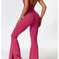 Wide Strap Bootcut Slit Active Jumpsuit