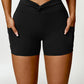 Twisted High Waist Active Shorts with Pockets