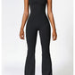 Wide Strap Bootcut Slit Active Jumpsuit